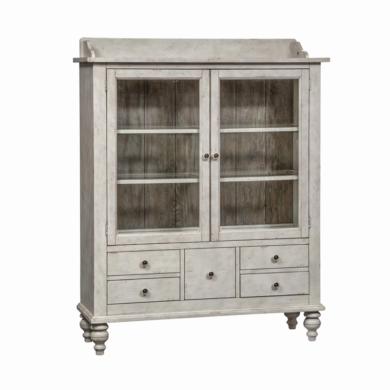 Pemberly Row Display Cabinet with Touch Lighting and Glass Doors in Linen