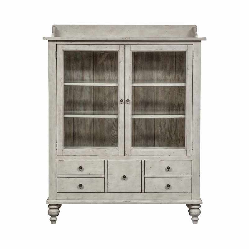 Pemberly Row Display Cabinet with Touch Lighting and Glass Doors in Linen
