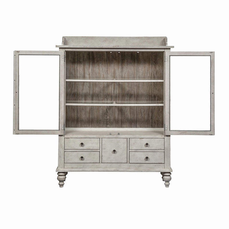 Pemberly Row Display Cabinet with Touch Lighting and Glass Doors in Linen
