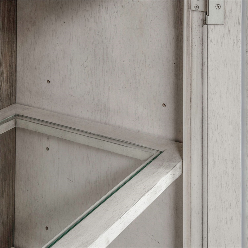 Pemberly Row Display Cabinet with Touch Lighting and Glass Doors in Linen