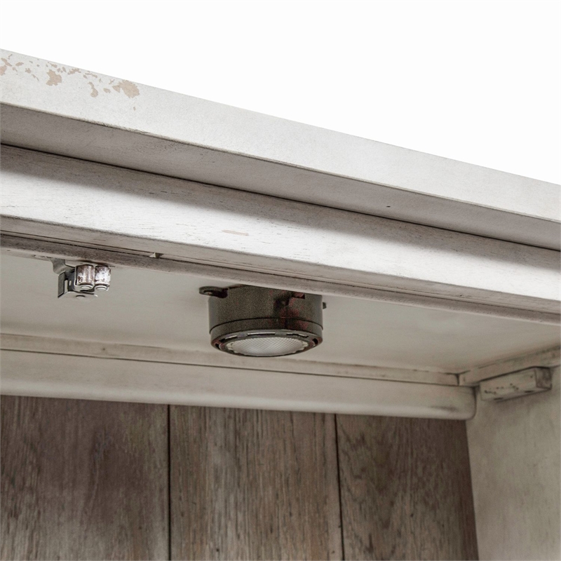 Pemberly Row Display Cabinet with Touch Lighting and Glass Doors in Linen