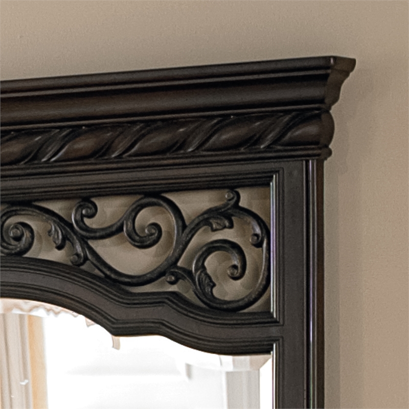 Pemberly Row Wood Dresser & Mirror with Brownstone Finish and 8 Drawers