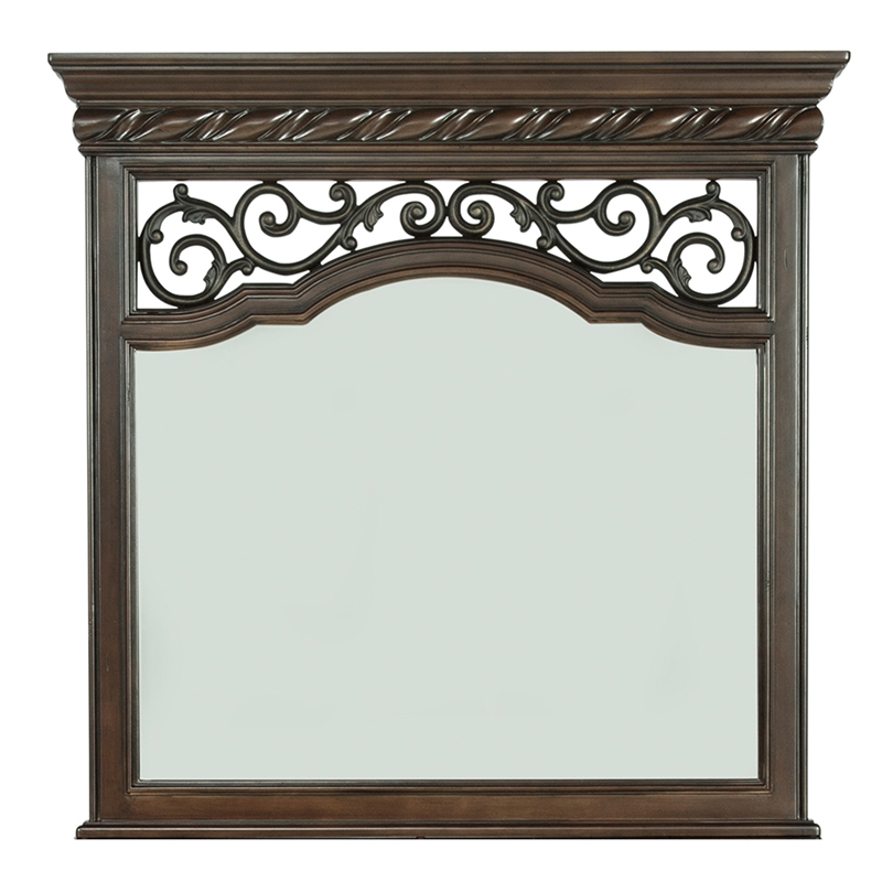 Pemberly Row Wood Dresser & Mirror with Brownstone Finish and 8 Drawers