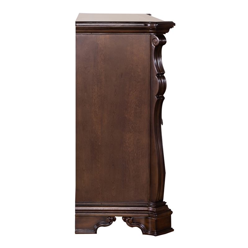 Pemberly Row Wood Dresser & Mirror with Brownstone Finish and 8 Drawers