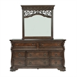 Pemberly Row Wood Dresser & Mirror with Brownstone Finish and 8 Drawers