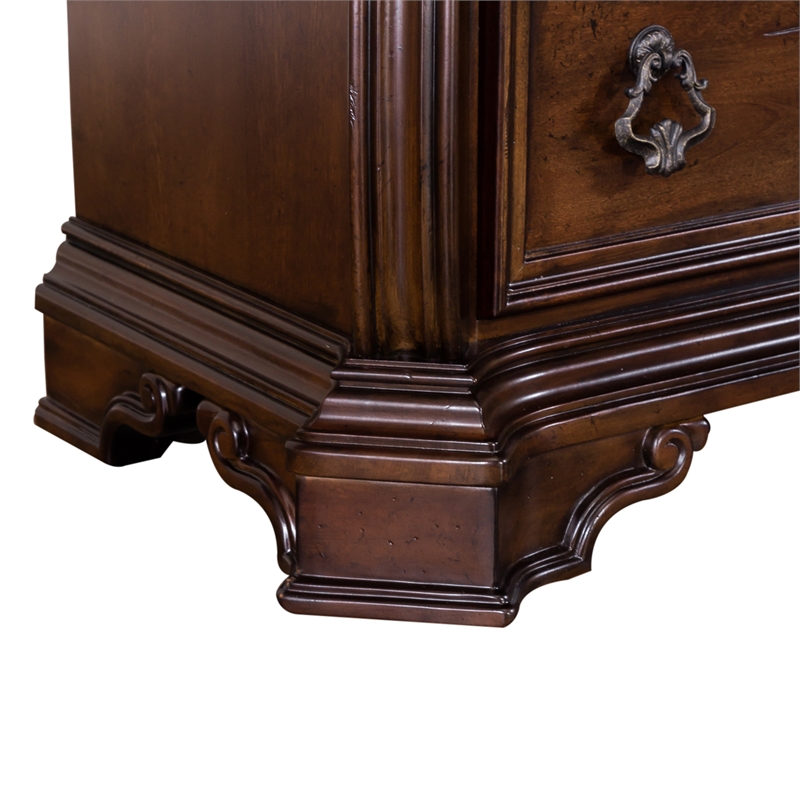Pemberly Row Wood Dresser & Mirror with Brownstone Finish and 8 Drawers