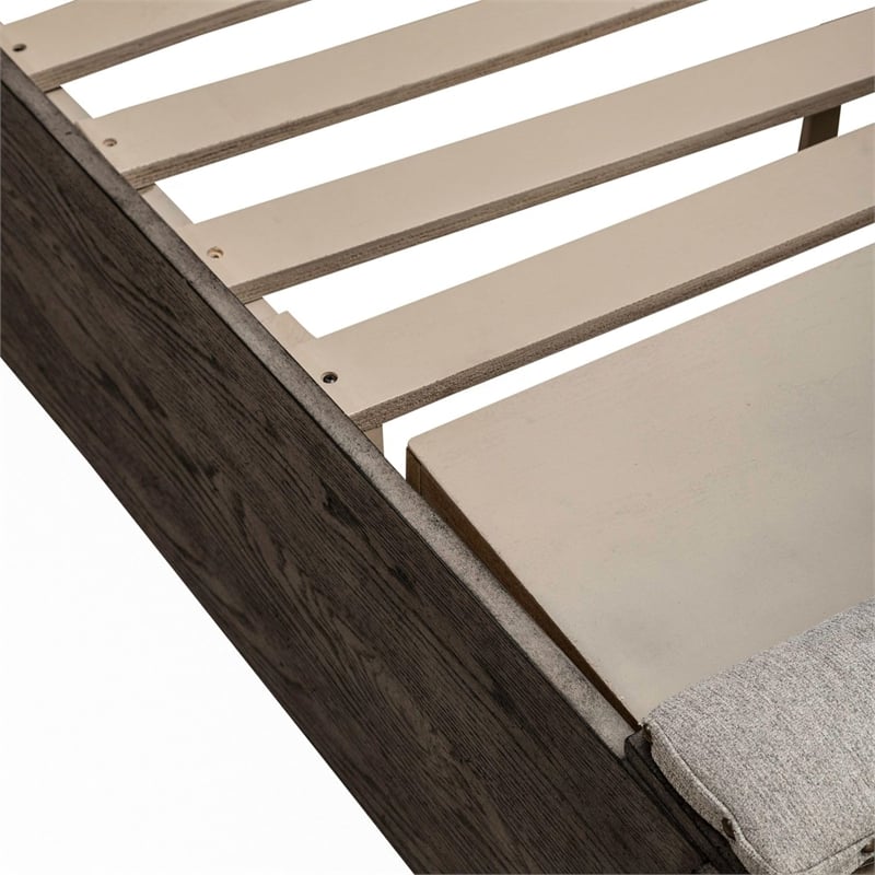 Pemberly Row King Upholstered Storage Bed with Cedar Drawers in Coffee Bean