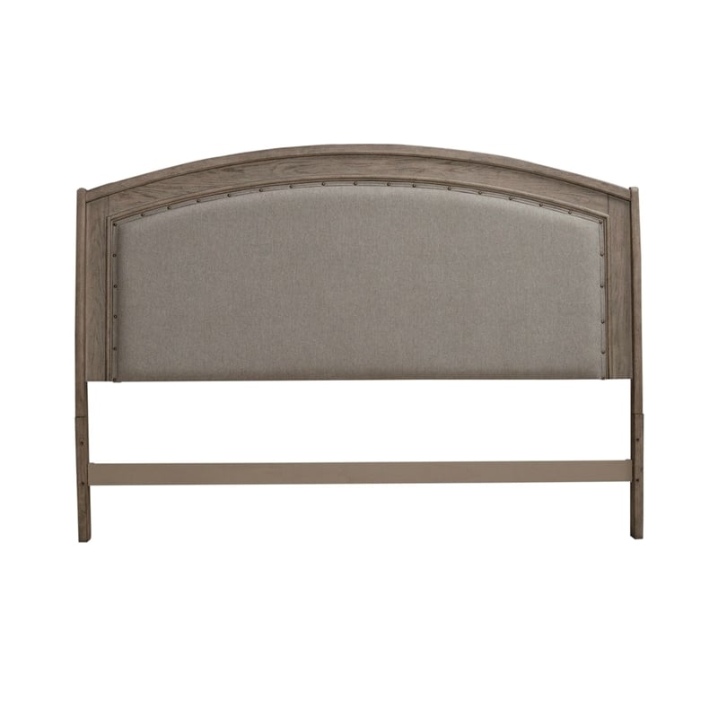 Pemberly Row King Upholstered Headboard with Oatmeal Linen in Burnished Beige