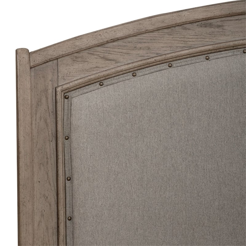 Pemberly Row King Upholstered Headboard with Oatmeal Linen in Burnished Beige
