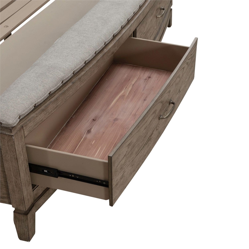 Pemberly Row Queen Upholstered Storage Bed with Linen Panel in Burnished Beige