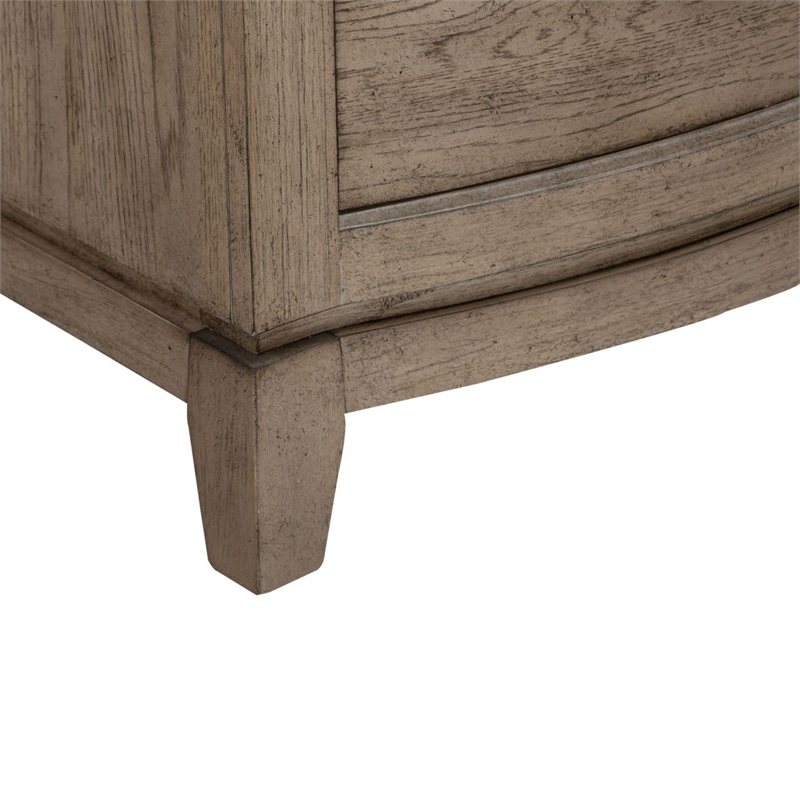 Pemberly Row Nightstand with Charging Station in Burnished Beige Wood