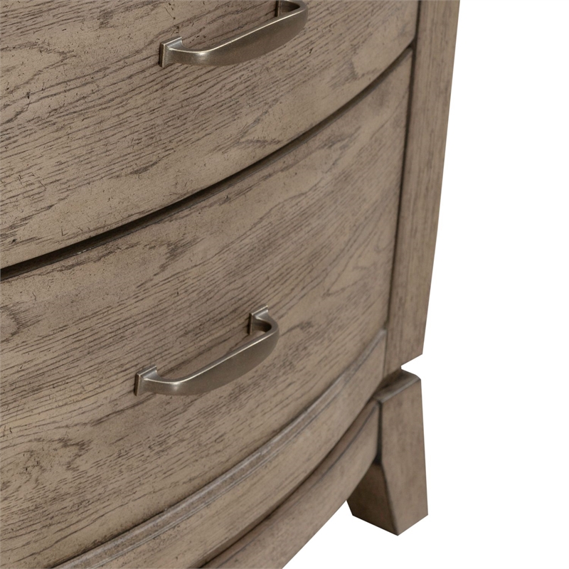 Pemberly Row Nightstand with Charging Station in Burnished Beige Wood