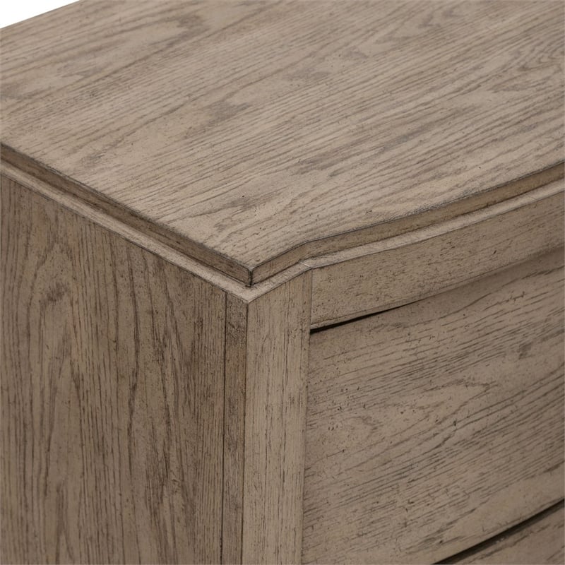 Pemberly Row Nightstand with Charging Station in Burnished Beige Wood