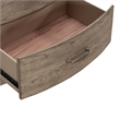 Pemberly Row Nightstand with Charging Station in Burnished Beige Wood