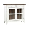 Pemberly Row Dining Server with Glass Doors in Graphite and Whitestone