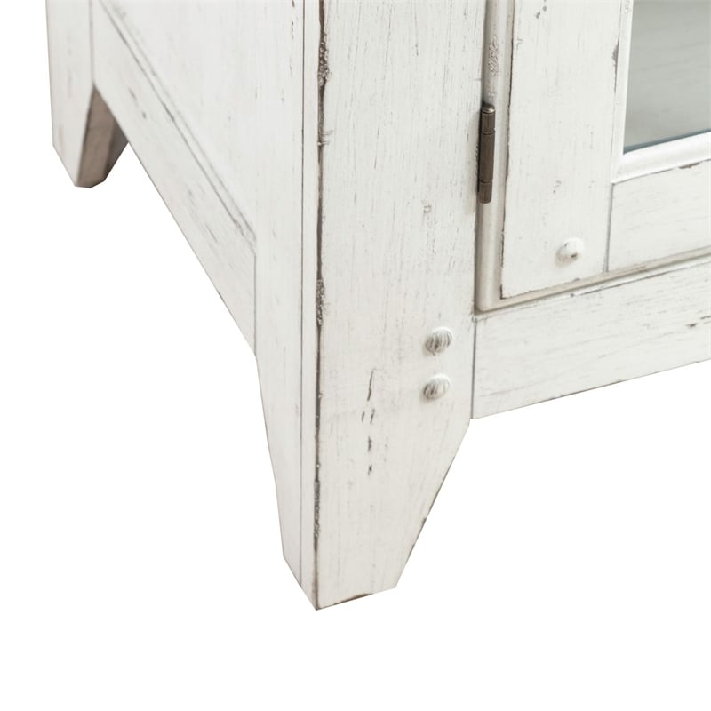 Pemberly Row Dining Server with Glass Doors in Graphite and Whitestone