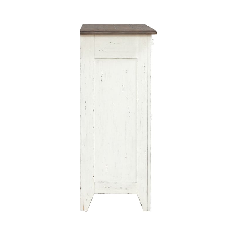 Pemberly Row Dining Server with Glass Doors in Graphite and Whitestone