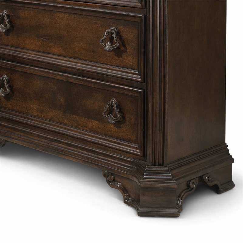 Pemberly Row 6 Drawer Chest with Shaped Pilasters in Brownstone