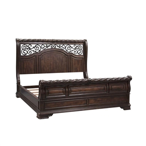 Pemberly Row King Sleigh Bed with Rope Twist Detail in Brownstone