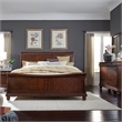 Pemberly Row Cherry Wood Queen Sleigh Bed Dresser Mirror and Nightstand Set