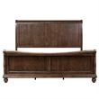 Pemberly Row Cherry Wood Queen Sleigh Bed Dresser Mirror and Nightstand Set