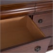 Pemberly Row Cherry Wood Queen Sleigh Bed Dresser Mirror and Nightstand Set