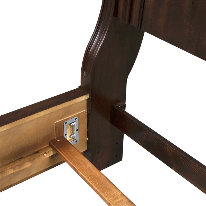 Pemberly Row California King Sleigh Bed with Rope Twist Rail in Brownstone