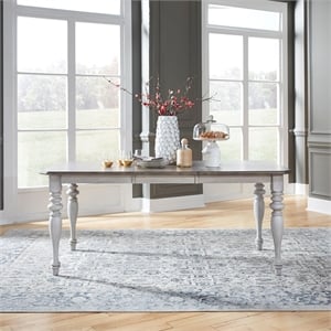 Pemberly Row Rectangular Leg Dining Table with 18 Inch Leaf in White