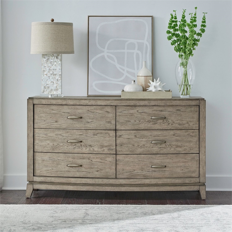 Pemberly Row 6 Drawer Dresser with Felt and Cedar Lining in Burnished Beige