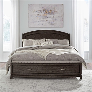 Pemberly Row King Panel Storage Bed with Starburst Veneer in Coffee Bean