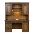 Pemberly Row Jr Executive Credenza and Hutch Set with Lighting in Toffee Brown