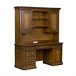 Pemberly Row Jr Executive Credenza and Hutch Set with Lighting in Toffee Brown
