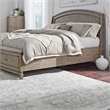Pemberly Row King Panel Storage Bed with Padded Bench Seat in Burnished Beige