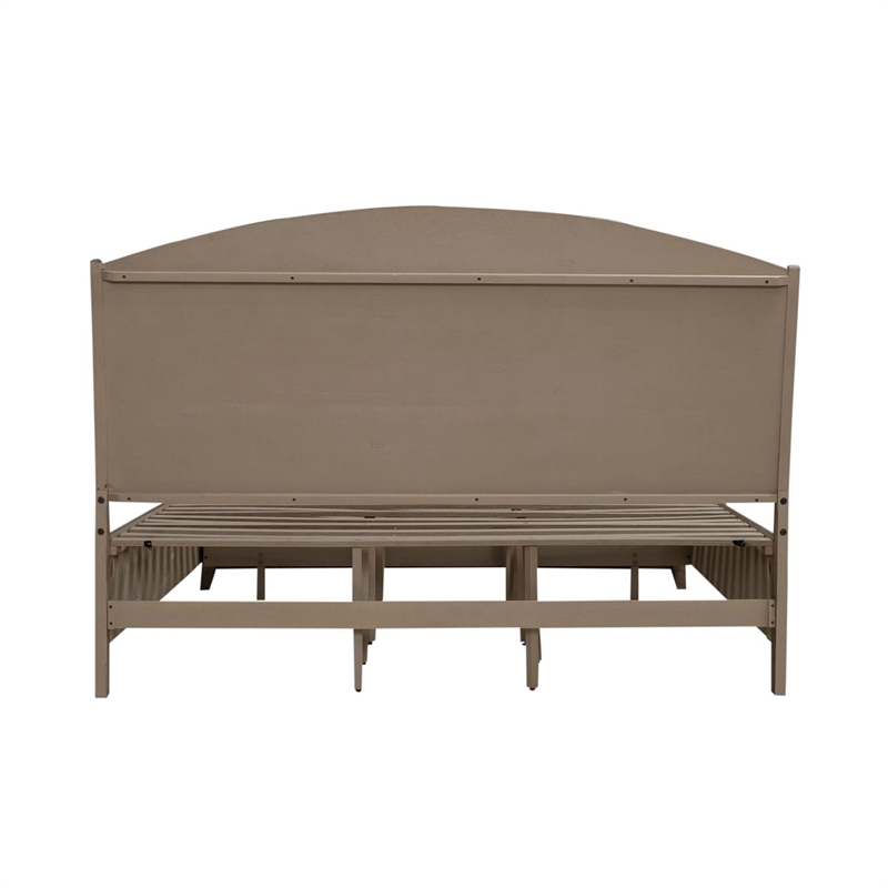 Pemberly Row King Panel Storage Bed with Padded Bench Seat in Burnished Beige