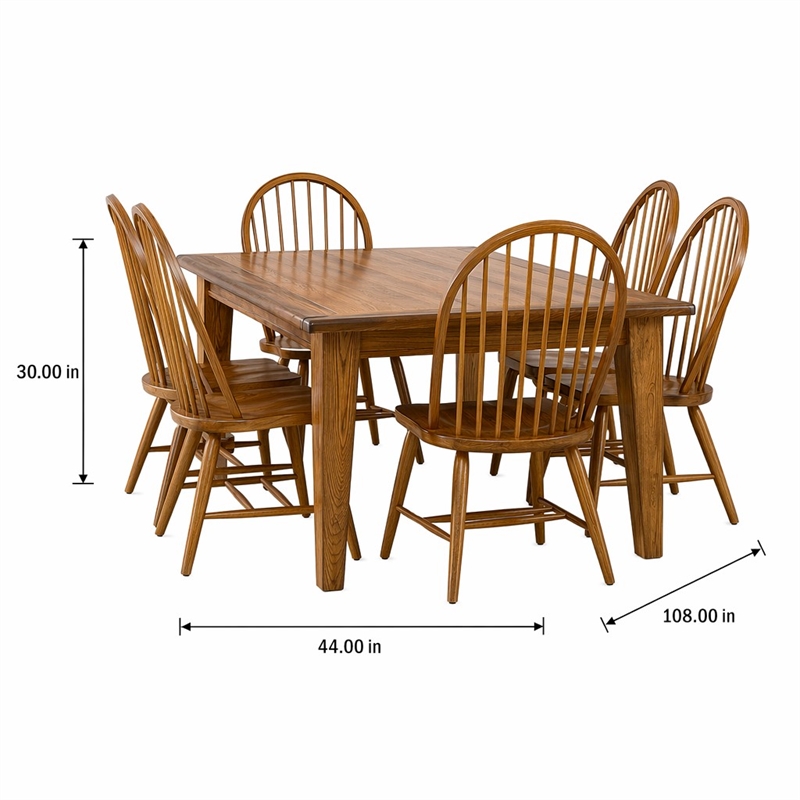 Pemberly Row Rectangular Leg Dining Table with 2 Leaves in Rustic Oak
