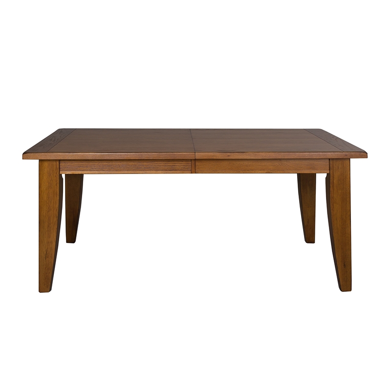 Pemberly Row Rectangular Leg Dining Table with 2 Leaves in Rustic Oak