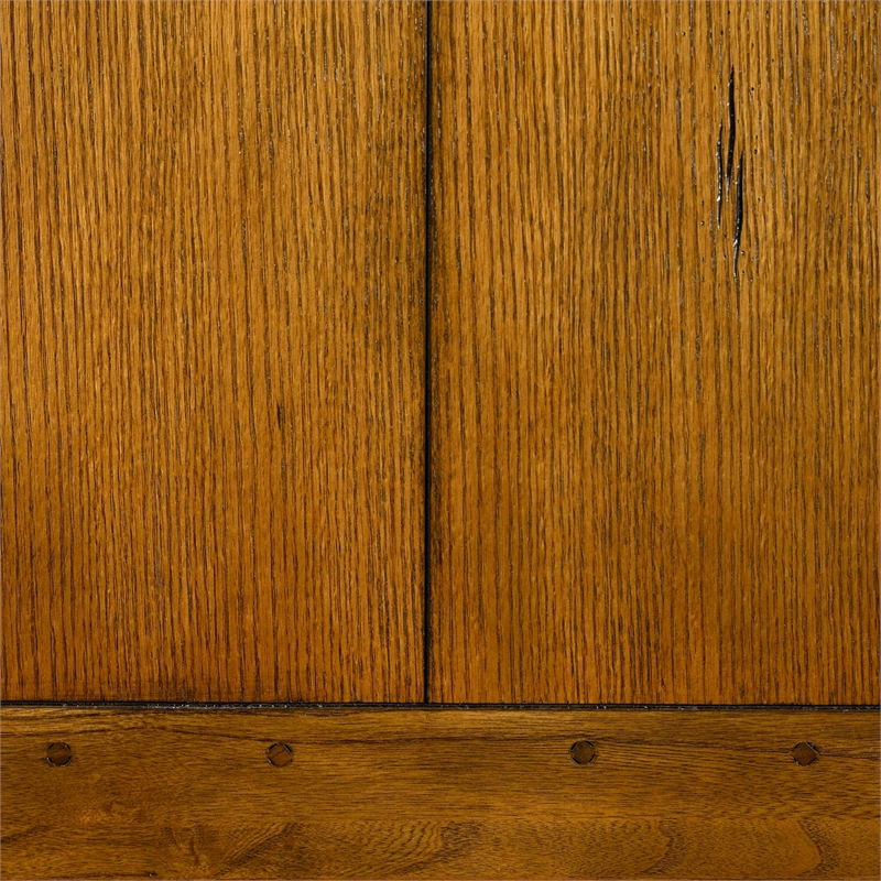Pemberly Row Rectangular Leg Dining Table with 2 Leaves in Rustic Oak
