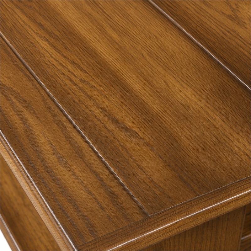 Pemberly Row Rectangular Leg Dining Table with 2 Leaves in Rustic Oak