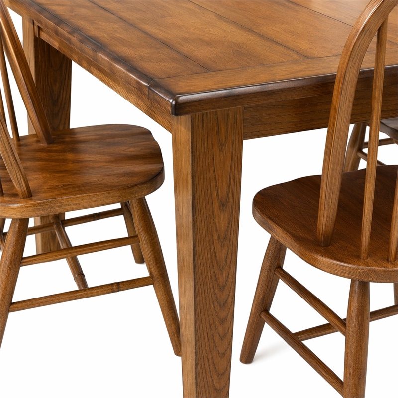 Pemberly Row Rectangular Leg Dining Table with 2 Leaves in Rustic Oak