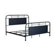 Pemberly Row King Metal Bed with Headboard Footboard and Rails in Navy