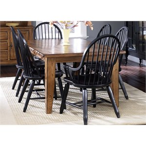 Pemberly Row 7 Piece Rectangular Dining Table and Chair Set in Rustic Oak