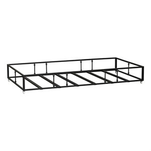 Pemberly Row Youth Twin Trundle Bed in Black Metal with Distressed Finish