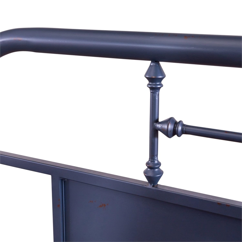 Pemberly Row King Metal Headboard with Turned Spindles in Navy