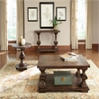 Pemberly Row 3-Piece Living Room Table Set in Dark Brown Wood Finish