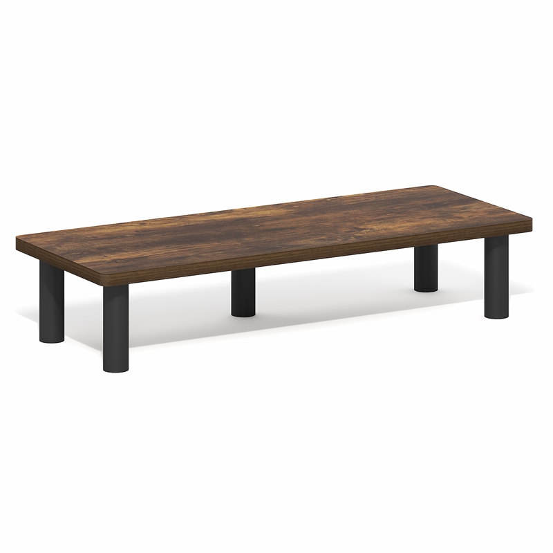 Pemberly Row 23.6 Inch Toolless Monitor Riser with Open Shelf in Amber Pine