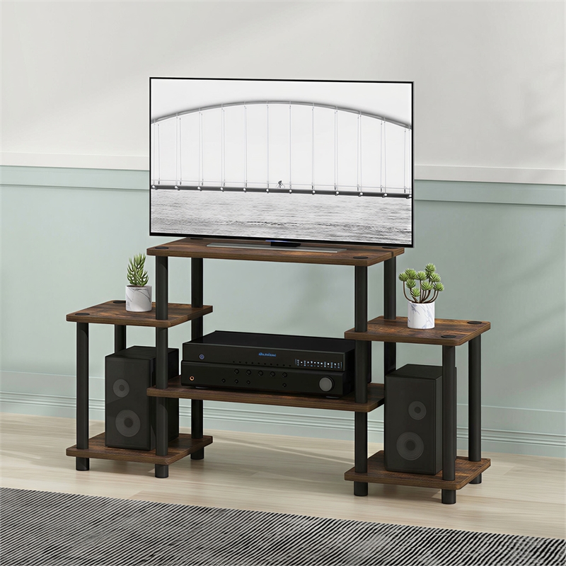Pemberly Row 6-Shelf Entertainment Center for TVs up to 32 Inch in Amber Pine