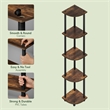 Pemberly Row 5 Tier Corner Bookshelf with Tool-Free Assembly in Amber Oak