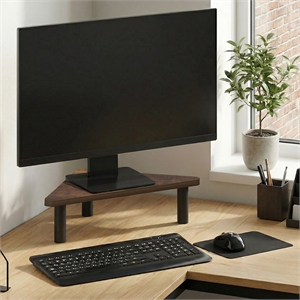 Pemberly Row 19.6 Wide Triangle Corner Monitor Riser in Amber Pine