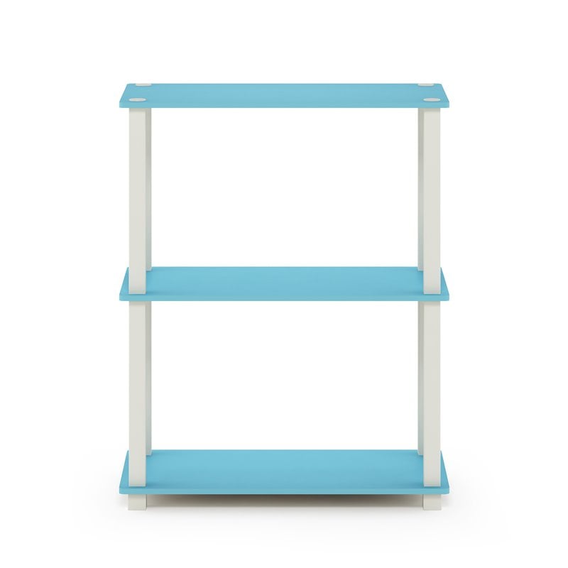 Pemberly Row Engineered Wood 3-Tier Shelf Display Rack in Light Blue