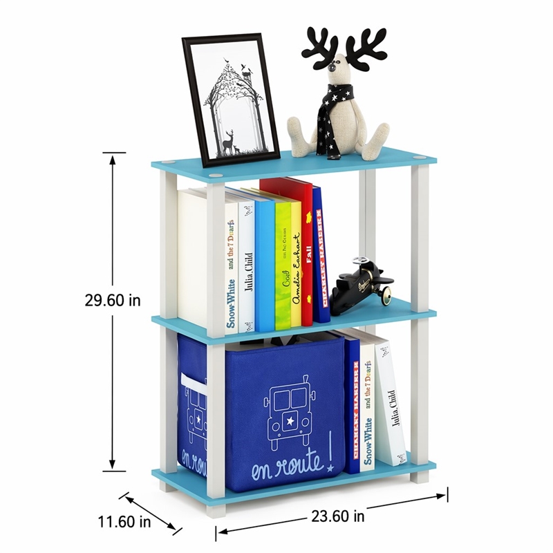 Pemberly Row Engineered Wood 3-Tier Shelf Display Rack in Light Blue